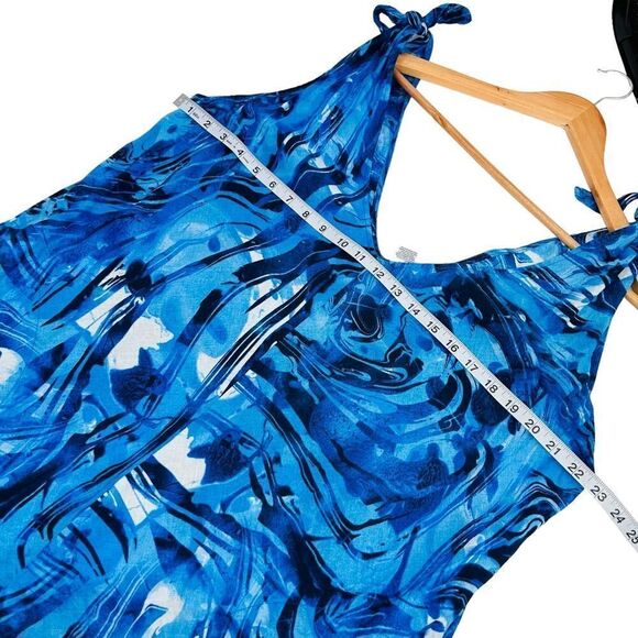 Peyton and Parker blue linen blend swim cover beach dress tie straps size xlarge - Picture 8 of 9